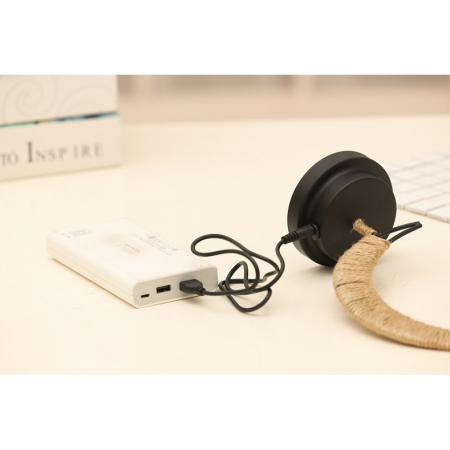 Lampa veghe , semi-luna cu glob din rattan, led, 28x15 cm, alb cald [5]