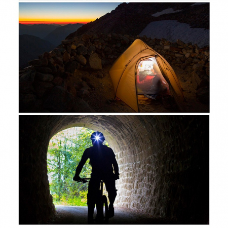 Lanterna LED de Montat pe Cap, , cu Raza Lunga de Zoom, Reincarcabila USB, Far Telescopic, Rezistent la Apa, Reglabil, pentru Pescuit in Aer Liber, Camping, Lumina Puternica, Lanterna, 7.5x5.8x5.5 cm, [3]
