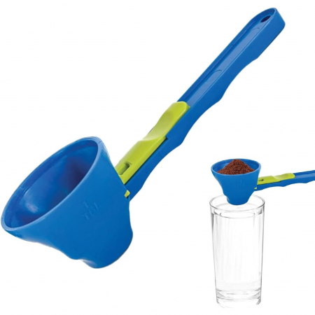 Lingura Gradata, , Tip Palnie, din Plastic, Coada Lunga, 8 x 8 x 3 cm, Albastru/Verde [2]