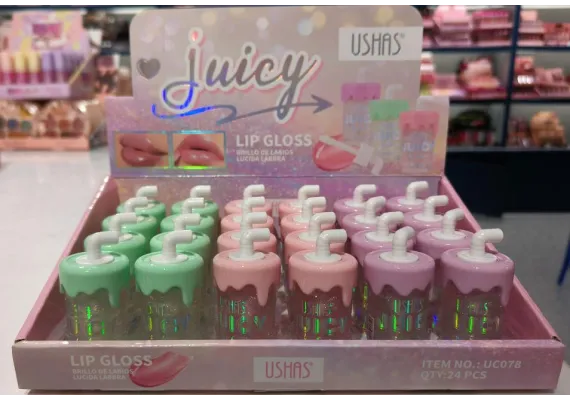 Produse pentru Buze En-gros - Luciu de Buze USHAS Juicy, 5.3g – Hidratare & Strălucire, Ambalaj în Formă de Pahar cu Pai 