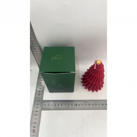 Lumanare de Craciun Parfumata, , Lumanare Rotativa cu Aromaterapie, Model Brad de Craciun forma Lunga, din Ceara de Soia, 11 x 8 x 8 cm, Rosu [5]