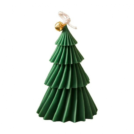 Articole pentru Casa Engros - Lumanare de Craciun Parfumata, , Lumanare Rotativa cu Aromaterapie, Model Brad de Craciun forma Lunga, din Ceara de Soia, 11 x 8 x 8 cm, Verde