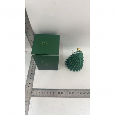 Lumanare de Craciun Parfumata, , Lumanare Rotativa cu Aromaterapie, Model Brad de Craciun forma Lunga, din Ceara de Soia, 11 x 8 x 8 cm, Verde [5]