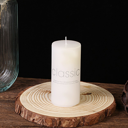 Lumanare Decorativa, , din Parafina, Cilindrica, Fara Fum si Fara Parfum, 5 x 10 cm, 190 g, Ardere 24h, Ivory Alb [1]