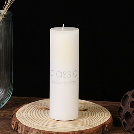 Lumanare Decorativa, , din Parafina, Cilindrica, Fara Fum si Fara Parfum, 5 x 15 cm, 260 g, Ardere 36h, Ivory Alb [1]