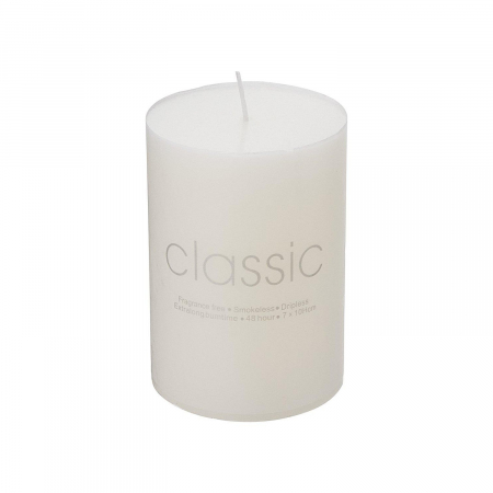 Articole pentru Casa Engros - Lumanare Decorativa, , din Parafina, Cilindrica, Fara Fum si Fara Parfum, 7 x 10 cm, 300 g, Ardere 48h, Ivory Alb