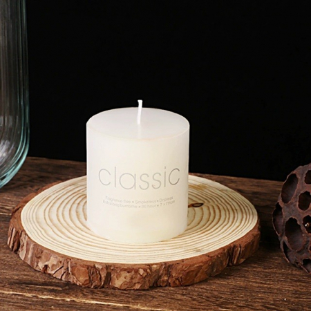 Lumanare Decorativa, , din Parafina, Cilindrica, Fara Fum si Fara Parfum, 7 x 7 cm, 260 g, Ardere 36h, Ivory Alb [1]