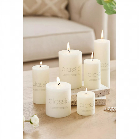 Lumanare Decorativa, , din Parafina, Cilindrica, Fara Fum si Fara Parfum, 7 x 7 cm, 260 g, Ardere 36h, Ivory Alb [2]