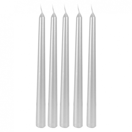 Lumanare Decorativa, , pentru Masa, 25 cm, din Parafina, fara Fum, Ardere 7.5h, Argintiu [5]