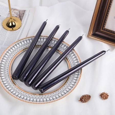 Lumanare Decorativa, , pentru Masa, 25 cm, din Parafina, fara Fum, Ardere 7.5h, Negru [6]
