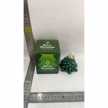 Lumanare Parfumata de Craciun, , Model Brad de Craciun, din Ceara de Soia, Cadou Creativ Handmade de Craciun, 8 x 7 x 7 cm, Verde [3]