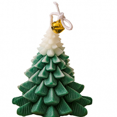 Articole pentru Casa Engros - Lumanare Parfumata de Craciun, , Model Brad de Craciun, din Ceara de Soia, Cadou Creativ Handmade de Craciun, 8 x 7 x 7 cm, Verde
