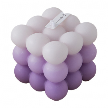 Articole pentru Casa Engros - Lumanare Parfumata, , din Ceara De Soia, Model Cub, Gradient in 3 Culori Pale, 6x6x6 cm, Aroma de Lavanda, Mov