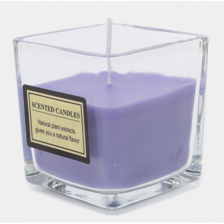Lumanare Parfumata, , Model Pahar Transparent, cu Ulei Esential, 4.8 x 5.4 x 5.5 cm, Aroma de Lavanda, Mov [3]