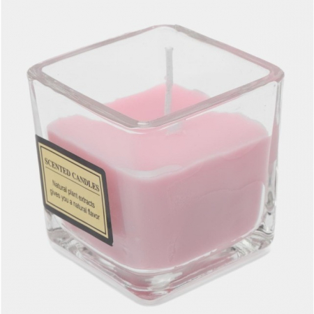 Lumanare Parfumata, , Model Pahar Transparent, cu Ulei Esential, 4.8 x 5.4 x 5.5 cm, Aroma de Trandafir, Roz pal [2]