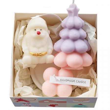 Articole pentru Casa Engros - Lumanari Parfumate de Craciun, , Gift Box Set cu 3 Lumanari Aromaterapie, 11 x 11 x 7.5 cm, Mov Roz