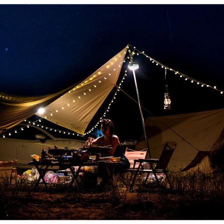 Lumină de camping LED încărcare USB, , șir colorat, pentru aer liber, cort, Distanta 10 metri, 1800mAH, 10.5x4.3 cm, Alb Verde [6]