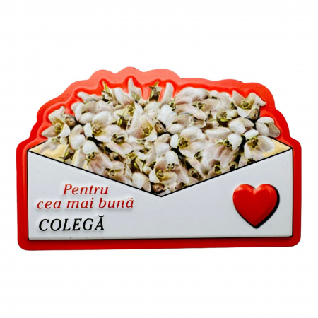Magnet, Aranjament cu Ghiocei " Pentru cea mai buna COLEGA" 10×7cm  [1]