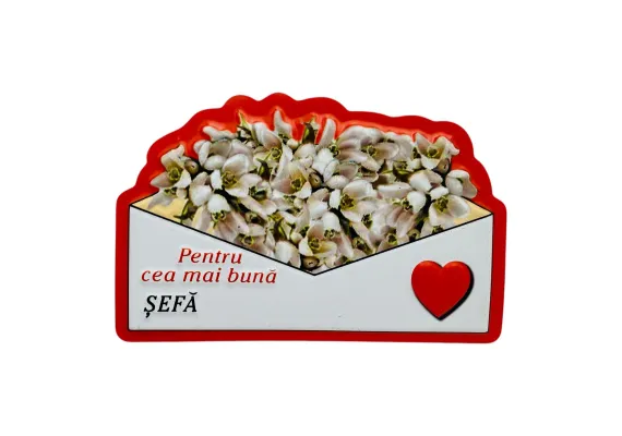 Bacanie Engros - Magnet, Aranjament cu Ghiocei " Pentru cea mai buna ȘEFĂ" 10×7cm 
