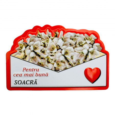 Magnet, Aranjament cu Ghiocei " Pentru cea mai buna SOACRA" 10×7cm  [1]