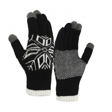 Haine si accesorii Engros - Manusi de Barbat, , Model Fulg, Functie Touchscreen (ecran tactil), Material Acril Tricotat, Manseta Elastica, Interior Catifelat, Marime Universala, Negru