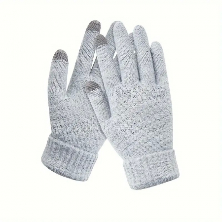 Haine si accesorii Engros - Manusi de Dama, , Functie Touchscreen (ecran tactil), Material Acril Tricotat, Manseta Elastica, Interior Catifelat, Marime Universala, Gri