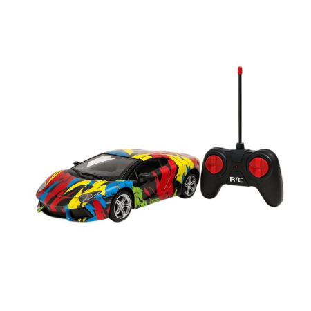 Jucarii cu radio control - Masina Radio Control R/C Graffiti Colorata – Jucarie Copii Reflexe Viteza, 20cm