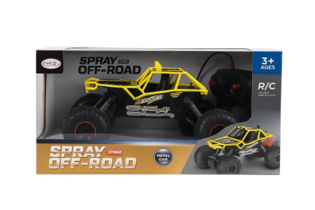 Masina Teren Off Road R/C Galbena Ruistone – Telecomanda Spray Lumini 27Mhz Metal Car Copii 3+ [1]