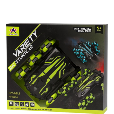 Jucarii cu radio control - Masina Teren R/C Deformabila 8 Roti Spray Stunt Car – Lumini Drift Copii 5+