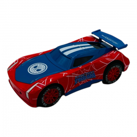 Masinuta Cartoon Car din Metal - 12 cm, Design Sportiv, Disponibila in Model Rosu cu Detalii Albastre  [3]