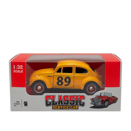 Machete si jucarii de metal - Masinuta Clasica Beetle Metalica Die-Cast Galbena – Scara 1:32 Pull Back Copii 3+