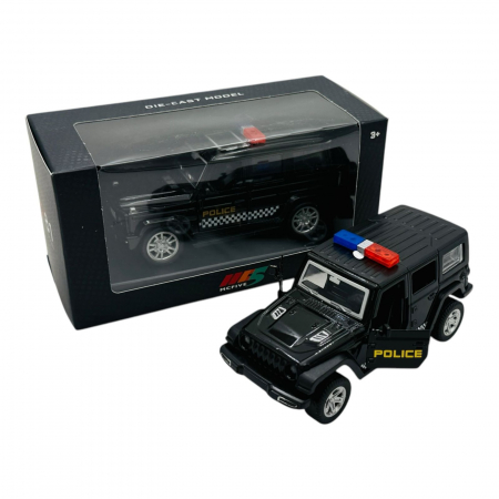 Mașinuță Metalică de Poliție 4×4 cu Uși Deschise, 15×7.5×6.5 cm – Design Robust și Realist  [4]