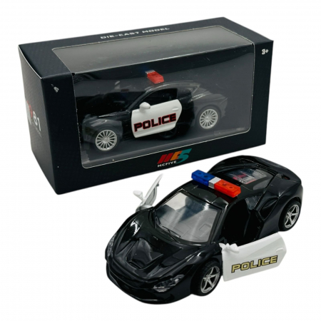 Mașinuță Metalică de Poliție cu Uși Deschise, 15×7.5×6.5 cm – 2 Modele Disponibile  [3]