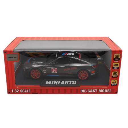 Masinuta Metalica Model M8 GTE Racing Neagra – Scara 1:32 Pull Back Lumini Sunete Copii 3+ [1]