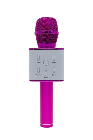Jucarii Diverse - Microfon Fara Fir Auriu Karaoke HIFI Speaker Bluetooth Roz – Functii Inregistrare SD USB