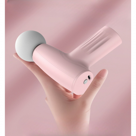 Mini Aparat de Masaj, , Tip Pistol, Incarcare USB Tip C, Portabil, Pentru Relaxare Musculara, Autonomie 120 Min, 3 Trepte de Viteza, Roz [2]