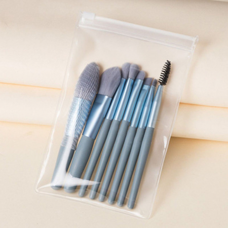 Ingrijire personala si cosmetice Engros - Mini set portabil 8 pensule de machiaj albastre, 