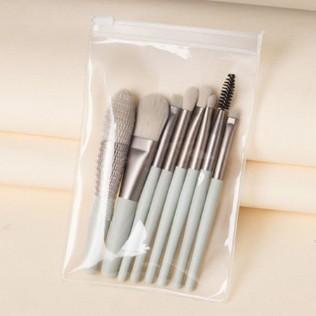 Mini set portabil 8 pensule de machiaj verzi,  [1]