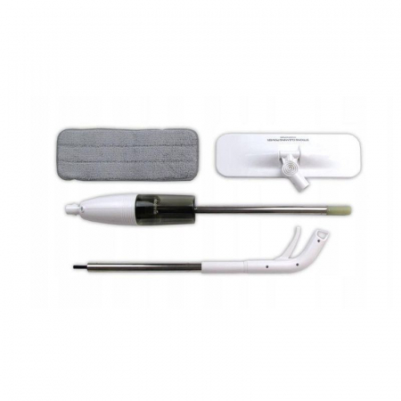 Mop plat, , cu pulverizator, pentru uz casnic, plastic, rezerva de mop din microfibra, 125x40 cm, Alb/Negru [5]