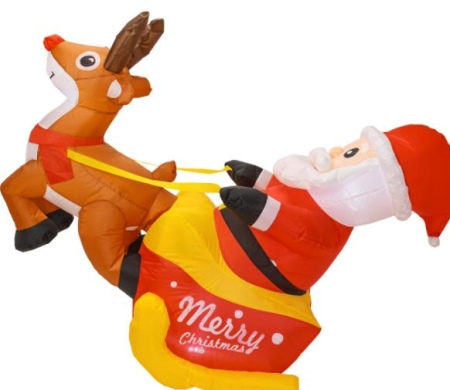 Decoratiuni si ornamente de Craciun Engros - Mos Craciun Gonflabil in Sanie cu Ren – Decor Exterior Craciun 180cm LED Ventilator Inclus
