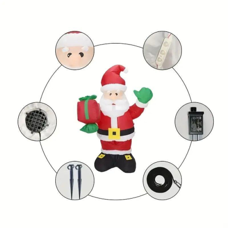 Mos Craciun Gonflabil Urias 240 cm – Decor Exterior Interior Lumini LED Ventilator [4]