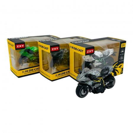 Motocicletă Metalică 1:14 – Model Realist, Design Sportiv, 14.5×10.5×7.5cm  [1]