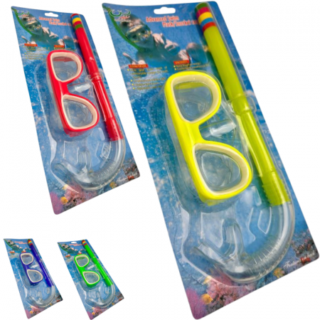 Ochelari inot copii cu tub respirator 30x12.5 cm – Snorkel si masca 14x6.5 cm – Culori variate – Pentru piscina si mare –  [1]