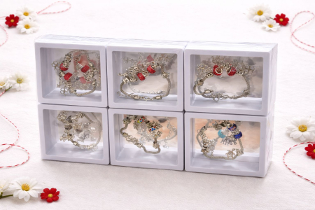 Set bratari martisor din metal argintiu cu charm-uri [2]