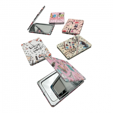 Oglinda compacta dreptunghiulara de poseta cu design Make Up – accesoriu chic pentru retusuri rapide,  [1]
