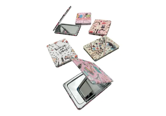 Ingrijire personala si cosmetice Engros - Oglinda compacta dreptunghiulara de poseta cu design Make Up – accesoriu chic pentru retusuri rapide, 