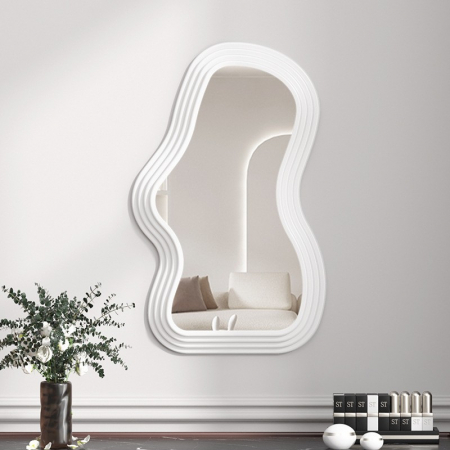 Oglinda de Perete, , Decorativa, pentru Baie, Dormitor, Sufragerie, Model Minimalist, Forma Asimetrica, 40.3x26 cm, Alb [10]