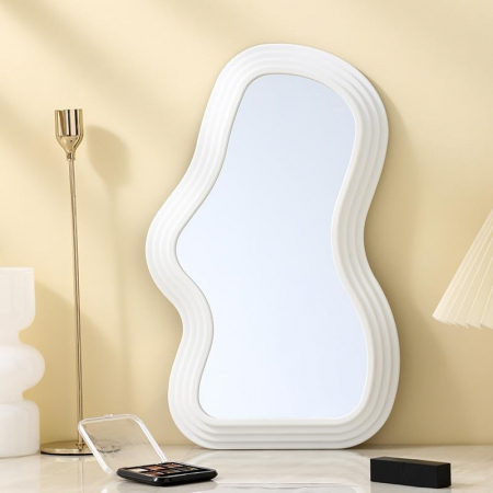 Oglinda de Perete, , Decorativa, pentru Baie, Dormitor, Sufragerie, Model Minimalist, Forma Asimetrica, 40.3x26 cm, Alb [4]