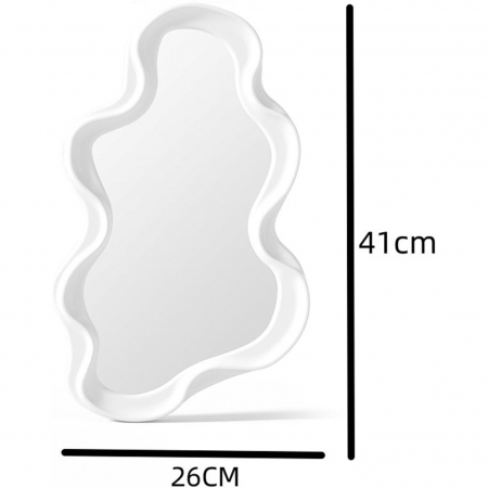 Oglinda de Perete, , Decorativa, pentru Baie, Dormitor, Sufragerie, Model Minimalist in Forma de Nor, 41x26 cm, Alb [7]