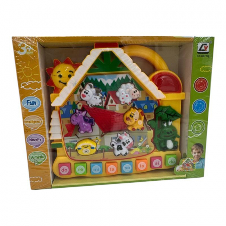 Orga Muzicala Jucarie pentru Copii multicolora in forma de Casuta cu Animalute – lumini interactive, Creativitate Muzicala,  [1]